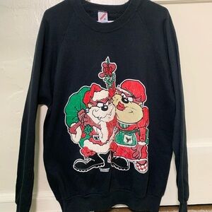 TASMANIA DEVIL SHE DEVIL 90s Christmas Crewneck Sweatshirt Men's Size XL